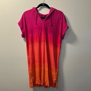 🩵Lauren Ralph Lauren Women’s Pink & Orange Ombre Hooded Dress Size M